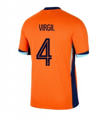 Holland Virgil van Dijk #4 Hjemmebanetrøje EM 2024 Kort ærmer